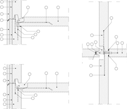 Architectural drawing of wall connection details